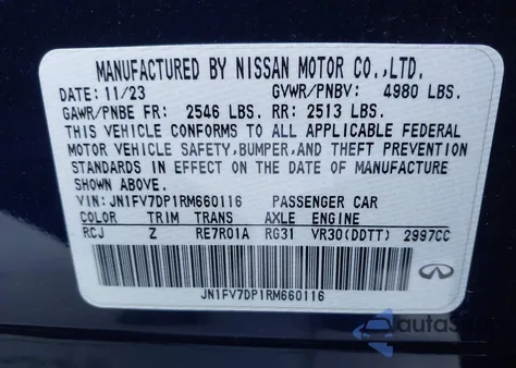 2024 Infiniti Q50 Red Sport 400 from USA, damaged, VIN JN1FV7DP1RM660116